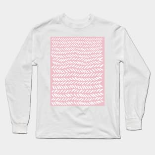 Knitting pattern - white on pink Long Sleeve T-Shirt